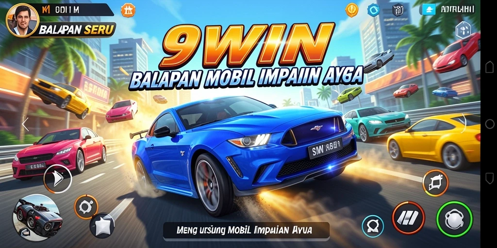 Tampilan mendebarkan dari gameplay 9WIN dengan balapan yang intens.