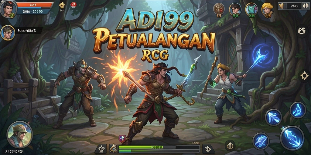 Screenshot gameplay ADI99 menampilkan pertempuran seru dan dunia yang menakjubkan.