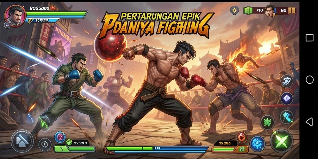 Screenshot menunjukkan aksi pertarungan menegangkan dalam BOS5000.
