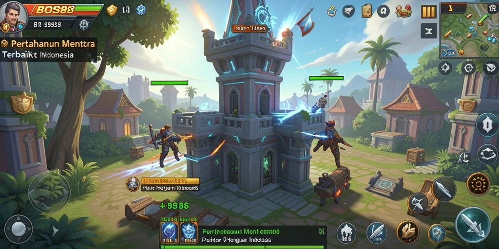 Tampilan gameplay BOS88 yang menarik dan penuh aksi dalam pertahanan menara.