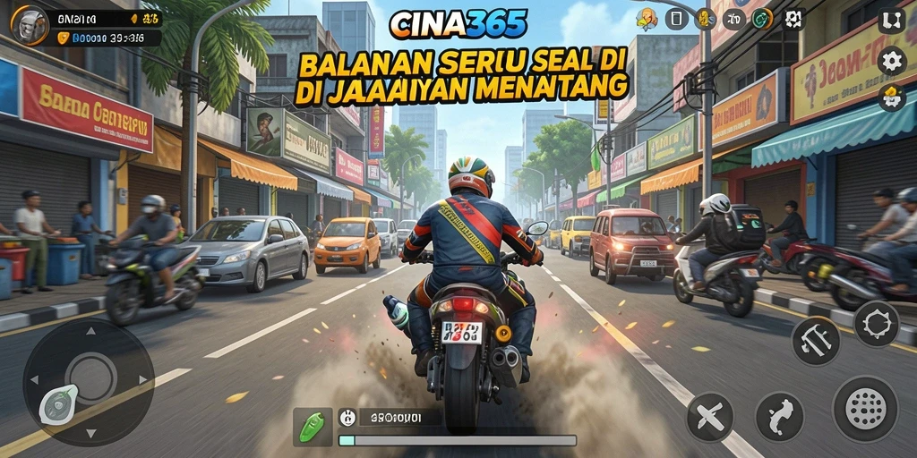 Screenshot gameplay CINA365 menampilkan aksi balapan yang mendebarkan.