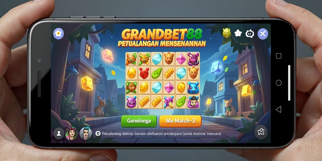 Tampilan menarik gameplay Match-3 di GRANDBET88.