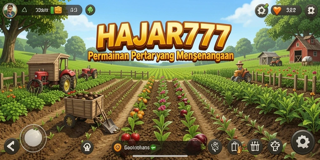 Tampilan gameplay HAJAR777 yang menarik saat bertani.