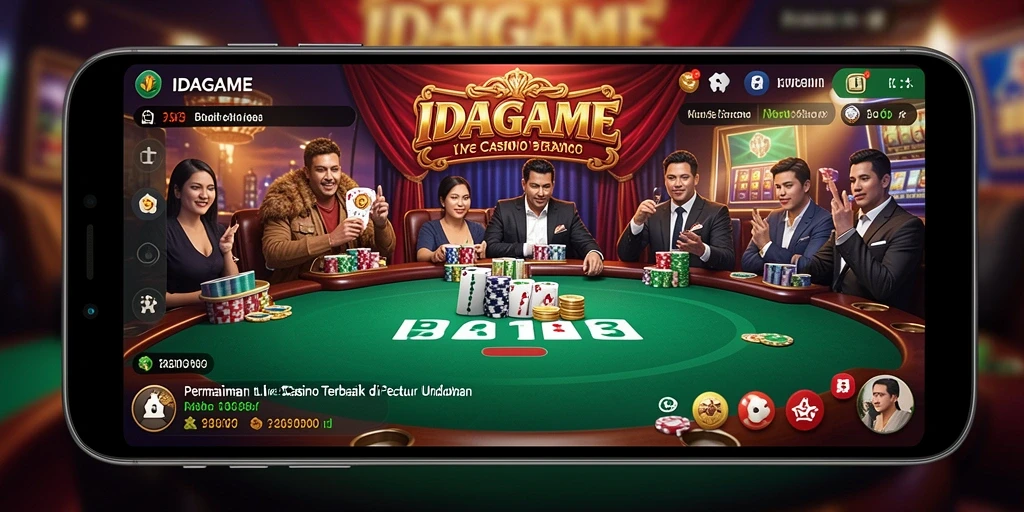 Screenshot gameplay Live Casino IDAGAME menampilkan dealer profesional dan interaksi langsung.