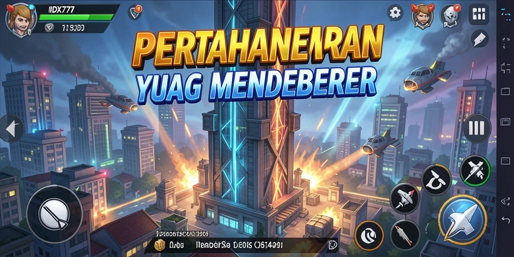 Tampilan gameplay menarik dan menantang dari IDX777 Tower Defense.