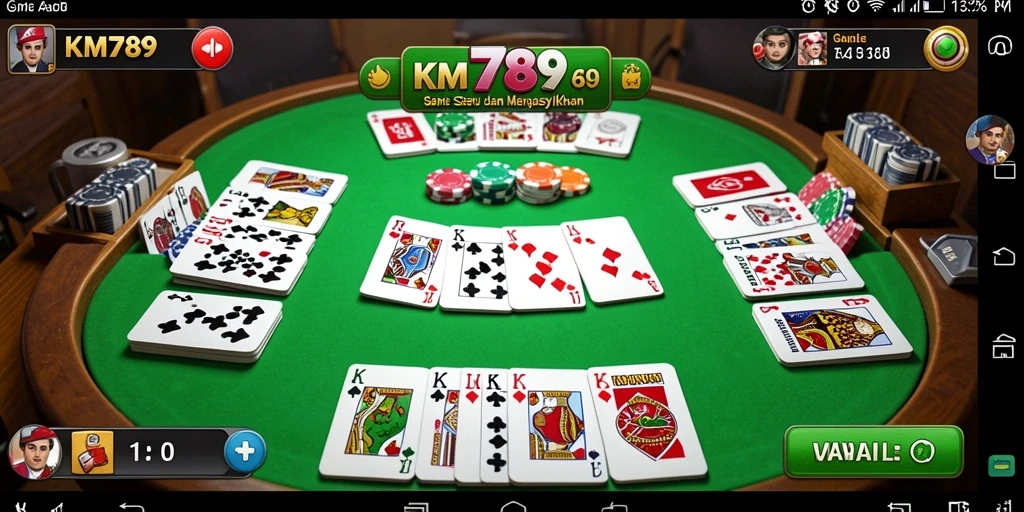 Screenshot KM789 menampilkan gameplay Gaple penuh aksi dan interaksi.