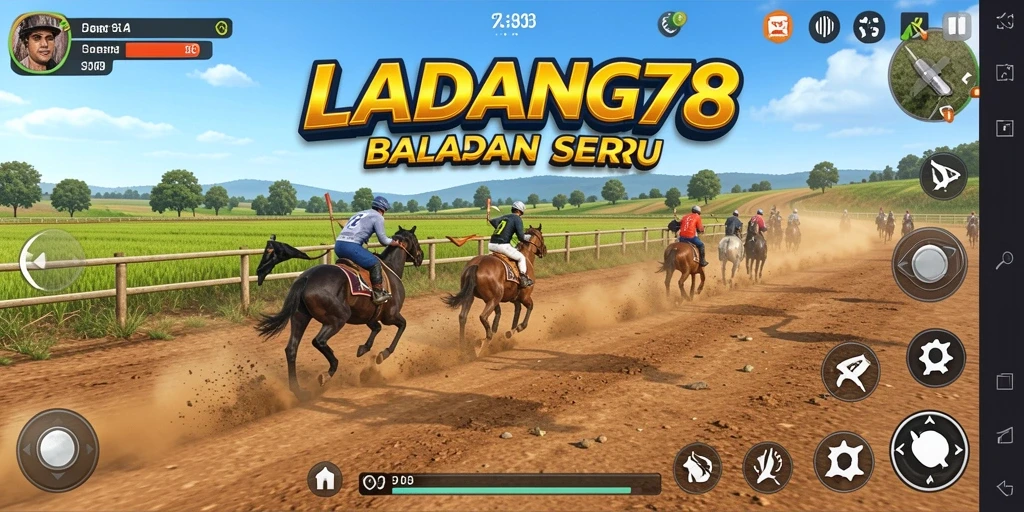 Screenshot gameplay LADANG78 dengan balapan seru di ladang terbuka.