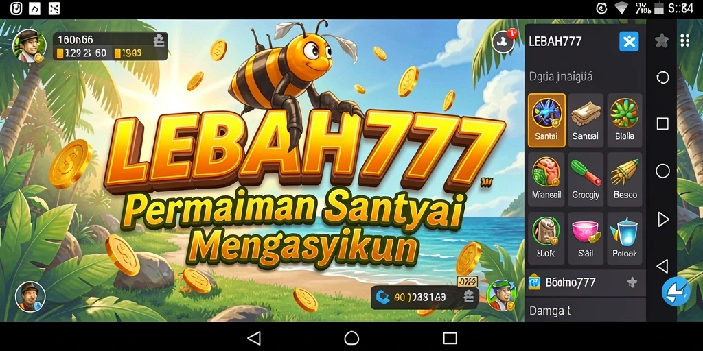 Tampilan gameplay menarik dari LEBAH777 dengan karakter ceria.