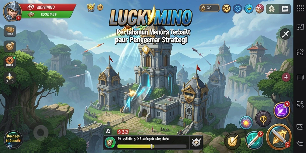 Tampilan gameplay menegangkan dalam LUCKYMINO saat berperang melawan musuh.