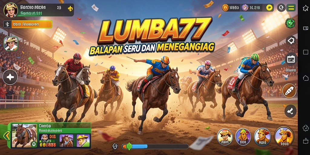 Screenshot gameplay LUMBA77 menampilkan momen balapan yang seru.