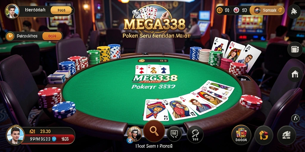 Tampilan permainan Poker yang mendebarkan di MEGA338.