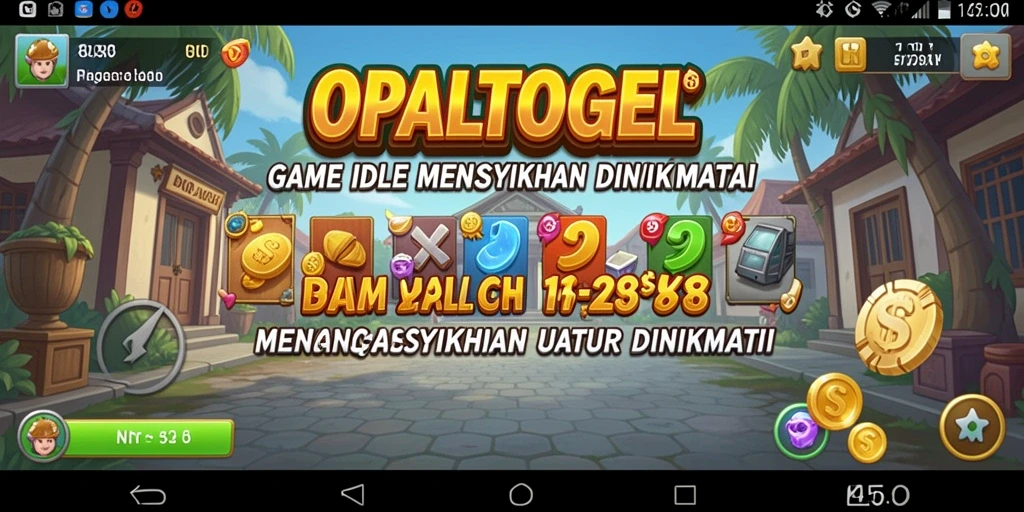 Screenshot gameplay Idle OPALTOGEL yang menarik dan penuh warna.