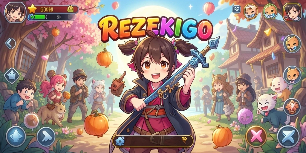 Tampilan gameplay REZEKIGO dengan karakter anime yang menawan.