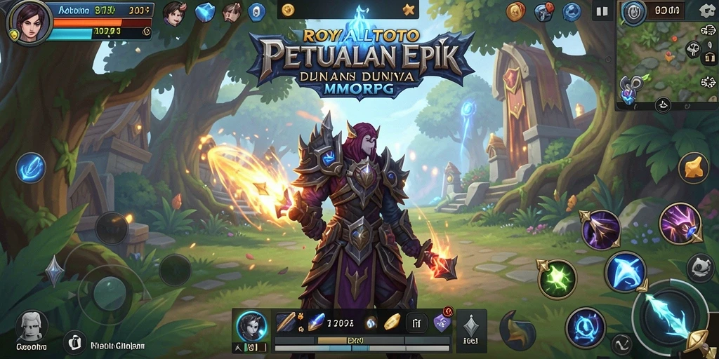 Screenshot gameplay ROYALTOTO menampilkan aksi seru dalam pertempuran MMORPG.