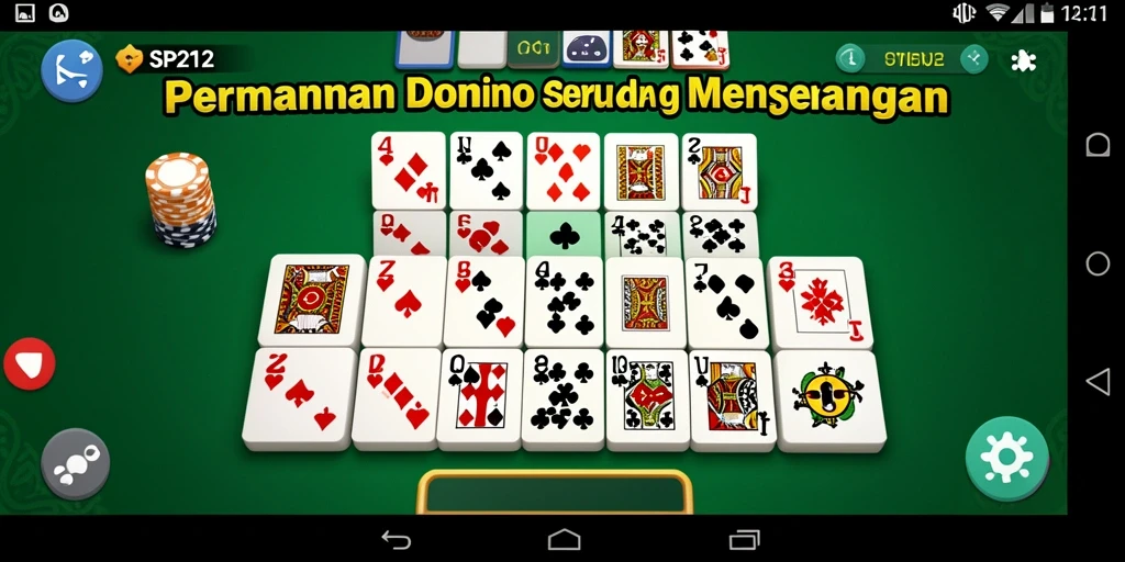 Screenshot permainan Domino SP212 yang menampilkan antarmuka dan gameplay.