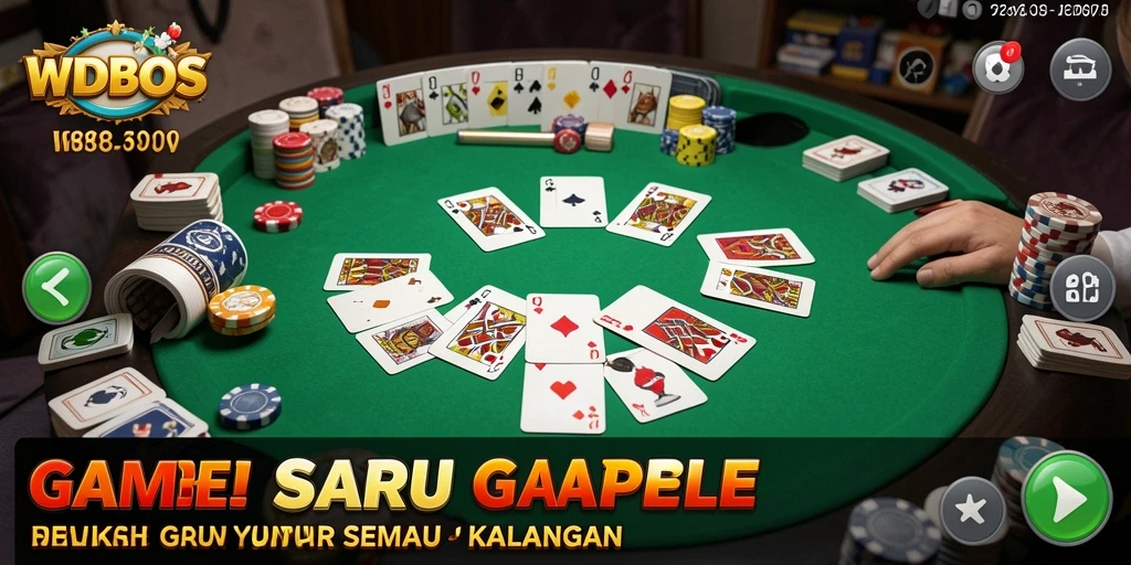 Screenshot gameplay WDBOS yang menampilkan permainan Gaple yang seru.