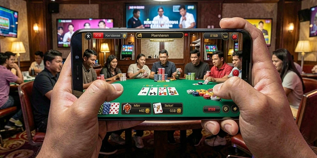 Tampilan gameplay poker yang menarik di X168.