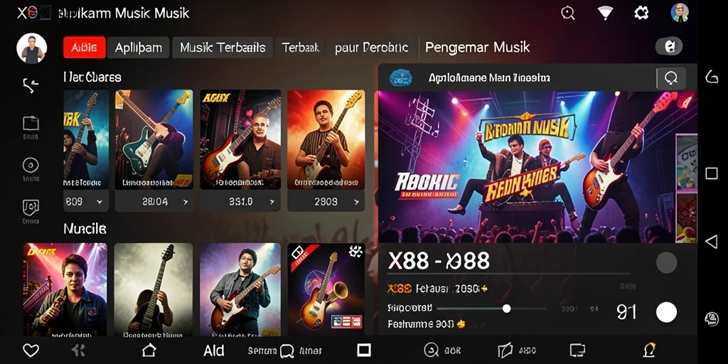 Tampilan menarik dan interaktif dari gameplay X88 yang penuh dengan musik.