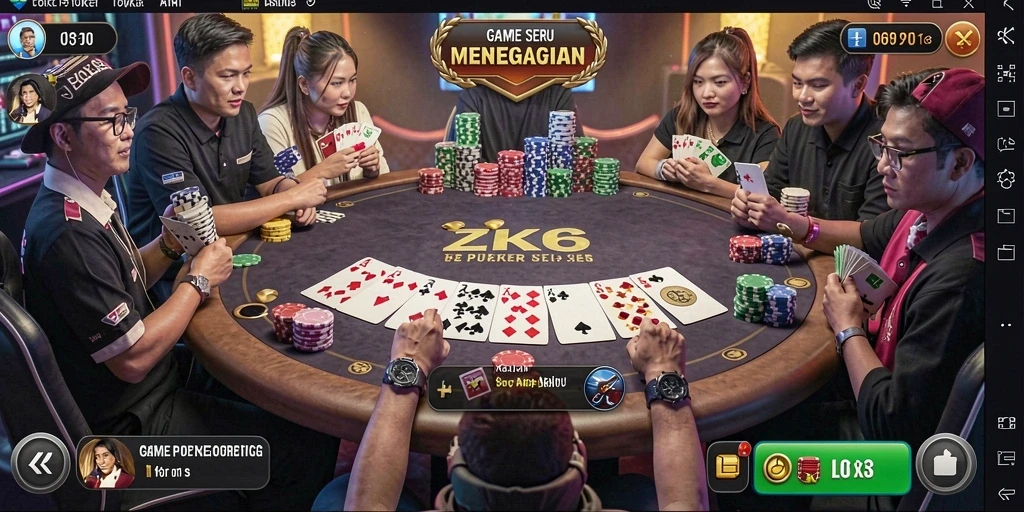 Screenshot ZK6 menampilkan gameplay poker yang seru dan interaktif.
